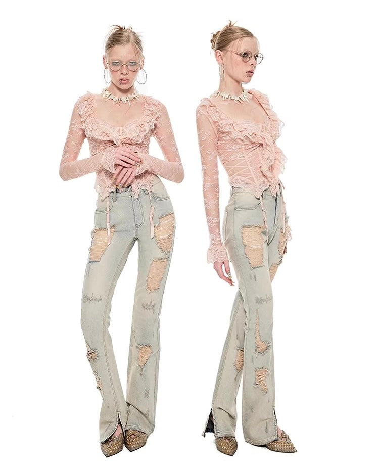 Lace Corset with Detachable Garters
