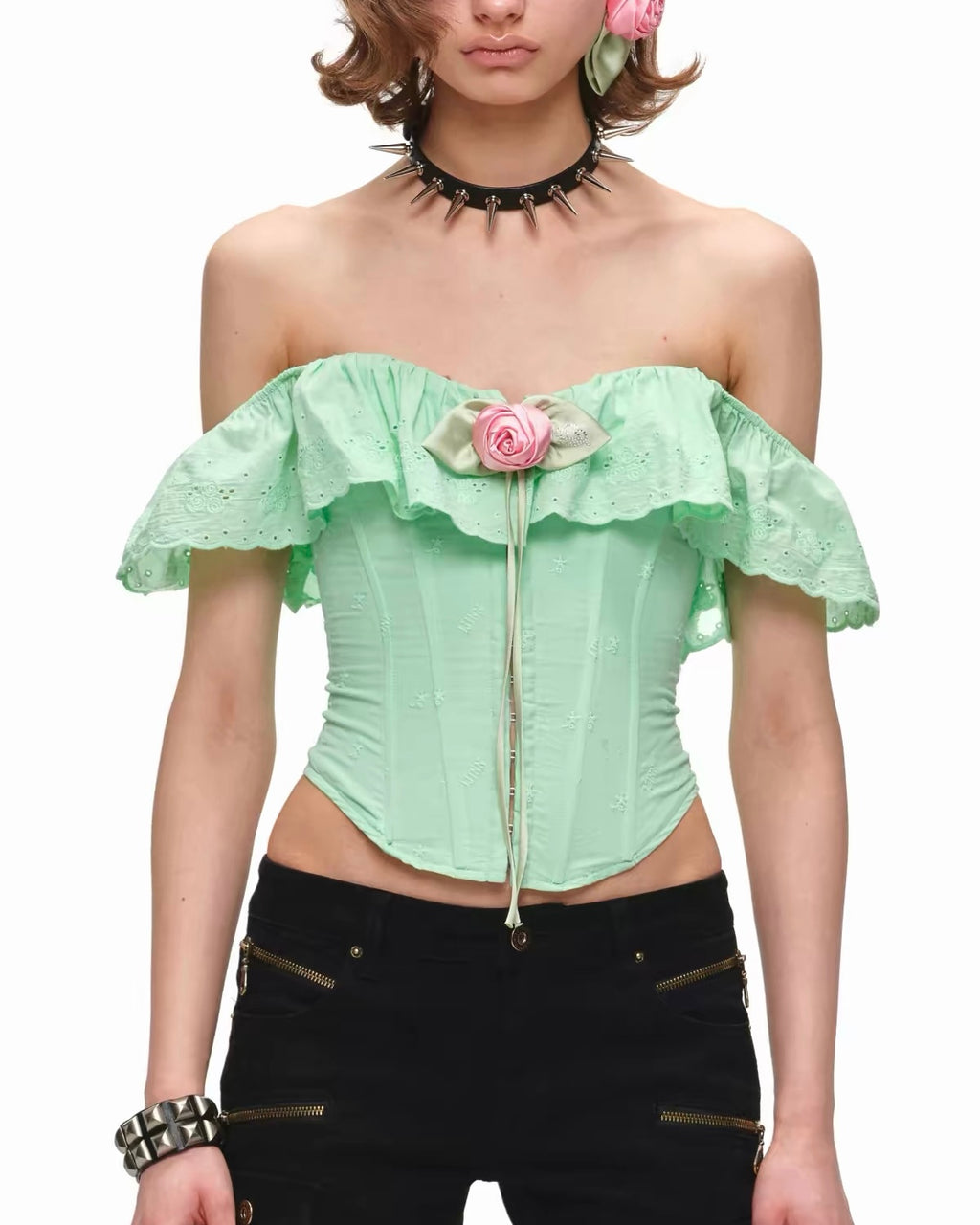 Rose Eyelet Cotton Corset Top