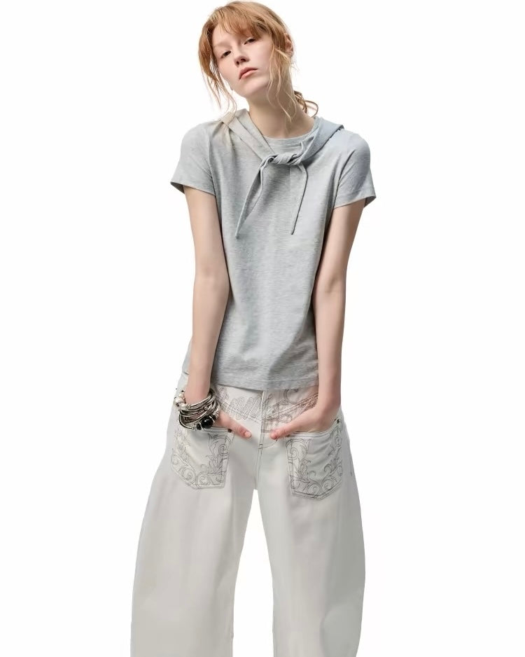1JINN Print Wide-Leg Jeans
