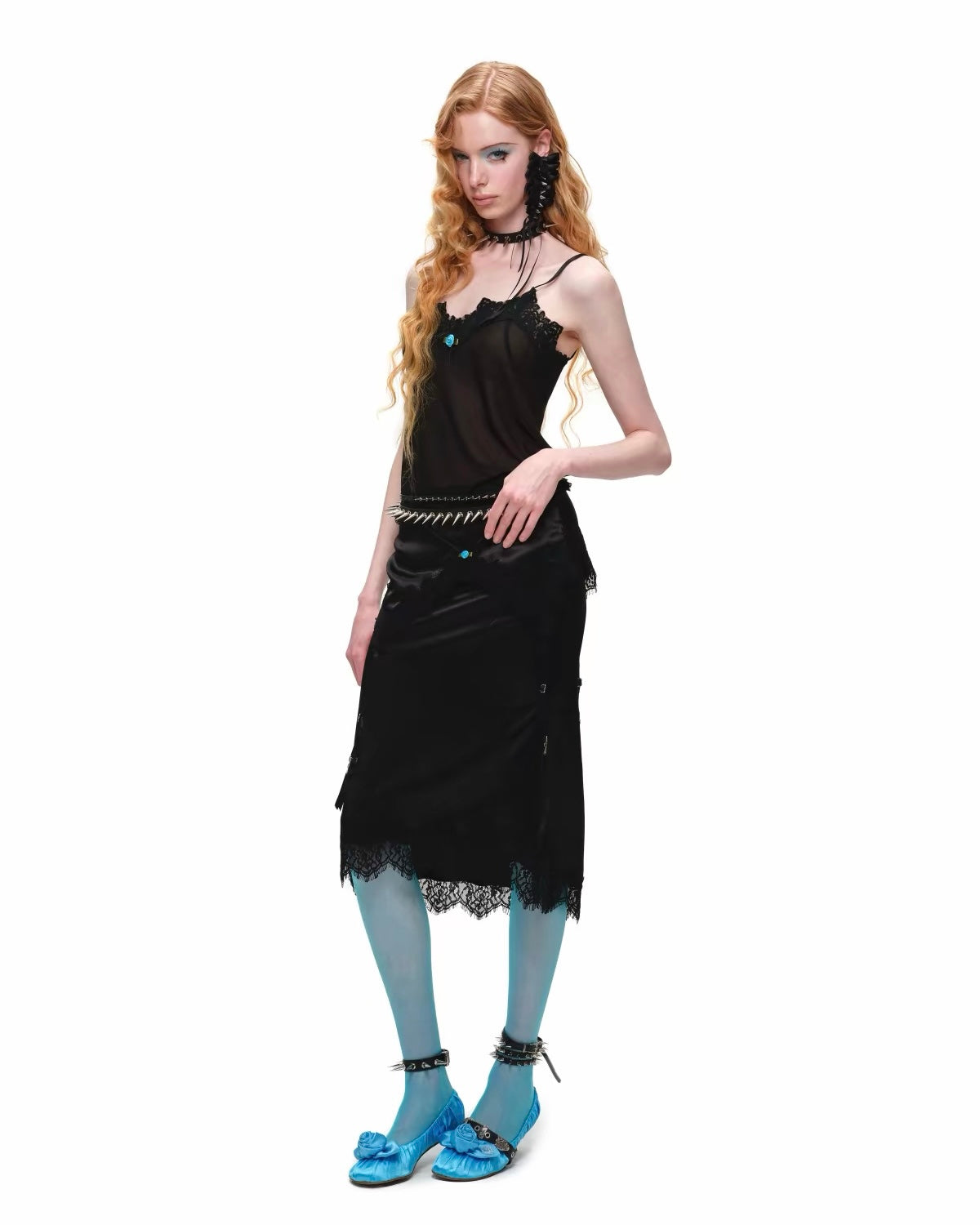 Garter Midi Silk Skirt