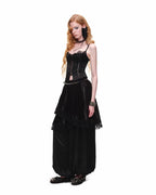 Porcelain Lace Pleated Midi Skirt