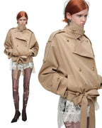 Crop Belted Trench Jacket