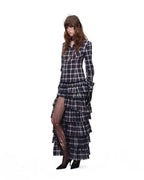 Deconstructed Plaid Tiered Maxi Skirt