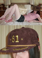 Corduroy Embroidered Cap