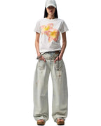 1JINN Print Wide-Leg Jeans