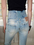 High-Waist Buttoned Washed Jeans