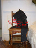 High-Waist Buttoned Washed Jeans