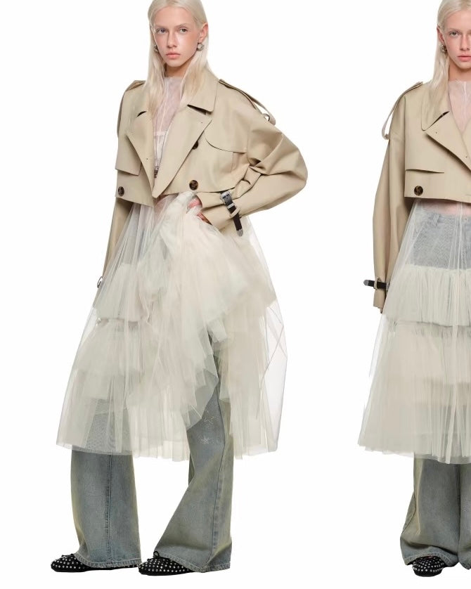 Belted Ultra-Cropped Trench Jacket