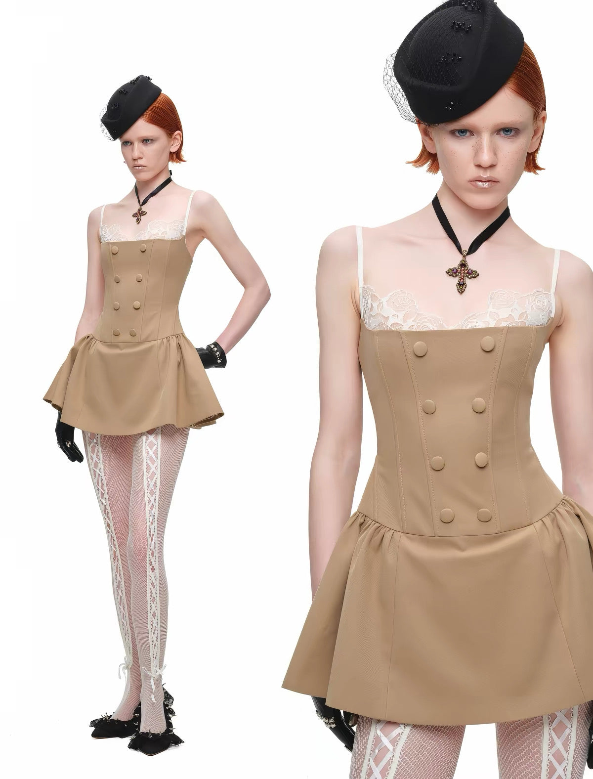 Corset Napoleon-Button Mini Dress