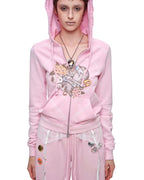 Snoopy Heart-Print Zip Hoodie & Flare Sweatpants Set