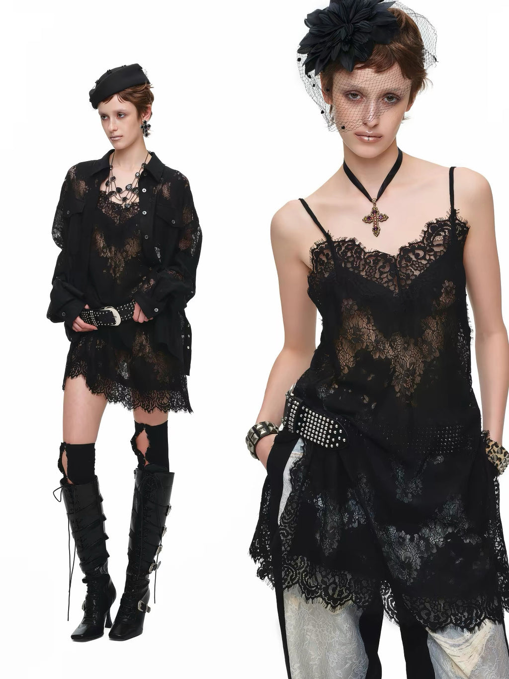 Lace Cutout Cami Slip Dress