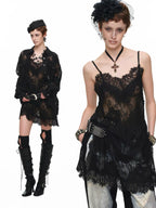 Lace Cutout Cami Slip Dress