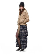 Deconstructed Plaid Tiered Maxi Skirt