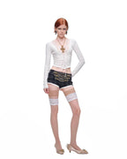 Lace-Trim Corset Knit Top