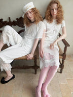 Lace Snoopy White Midi Skirt