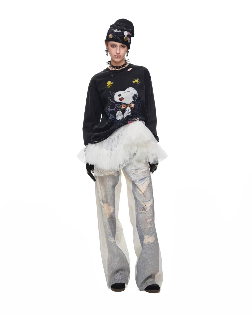 Snoopy Distressed Tattoo Long Sleeve Tee