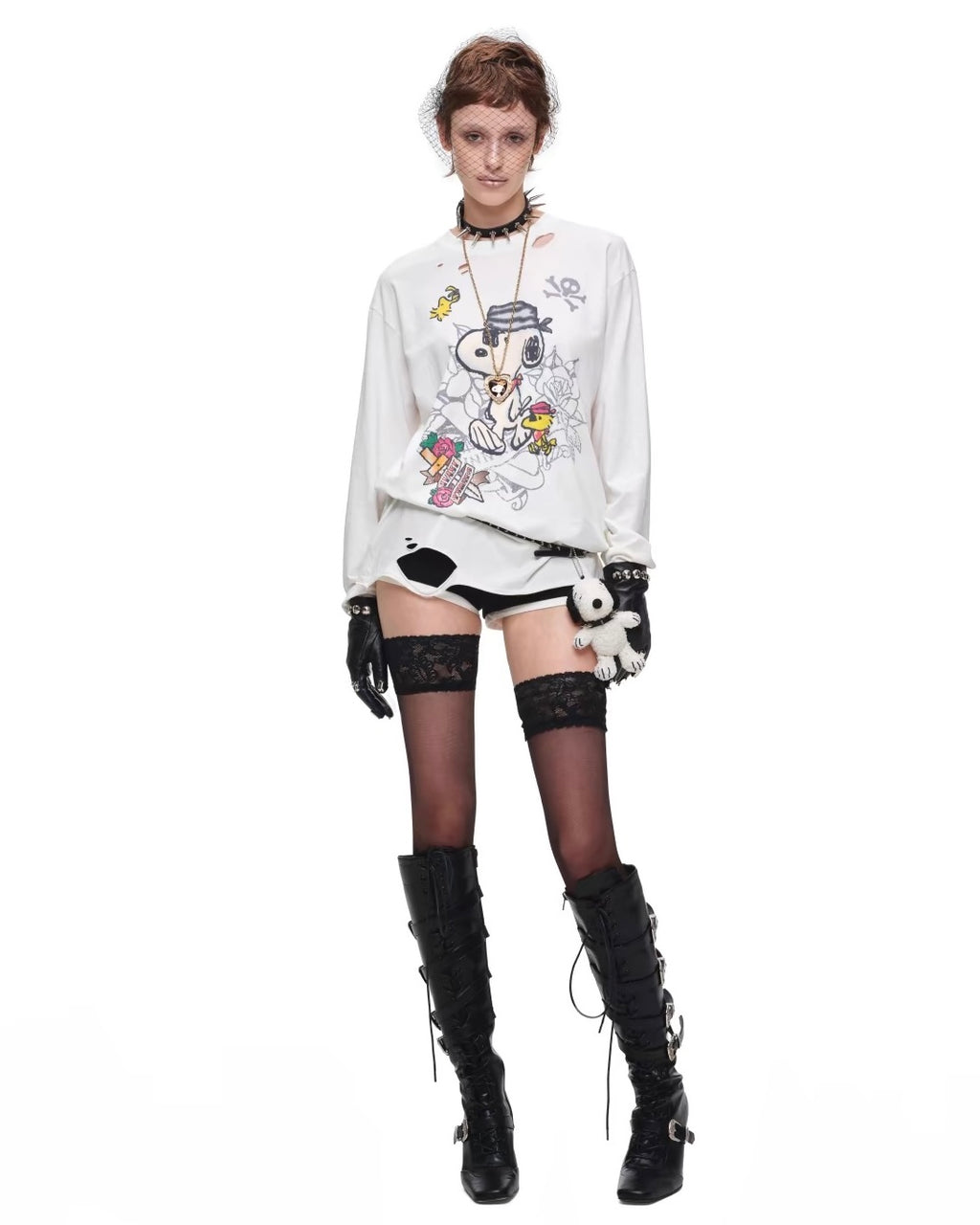 Snoopy Distressed Tattoo Long Sleeve Tee