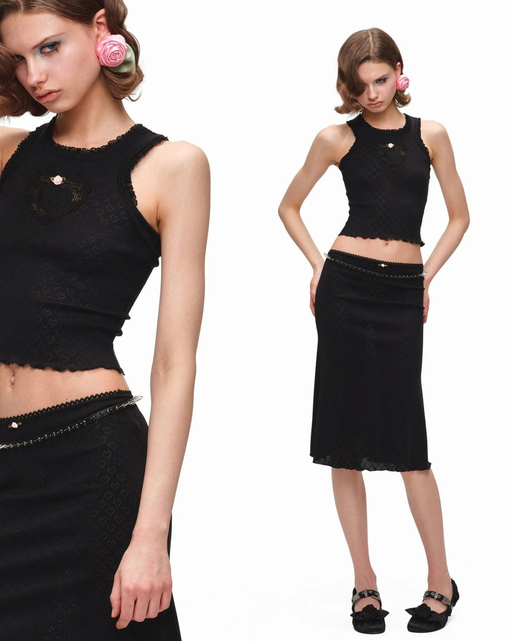 Romantic Cotton Lace Midi Skirt