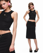 Romantic Cotton Lace Midi Skirt