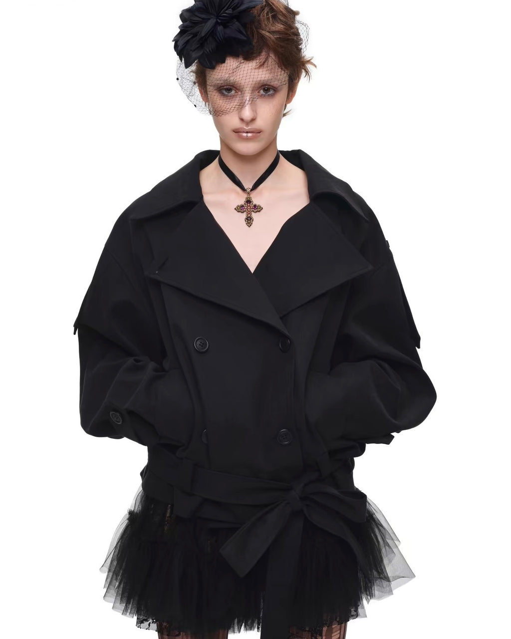 Crop Belted Trench Jacket