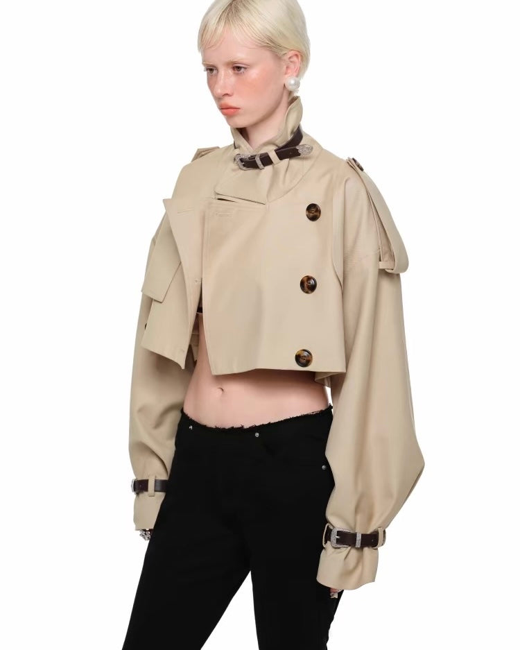 Belted Ultra-Cropped Trench Jacket