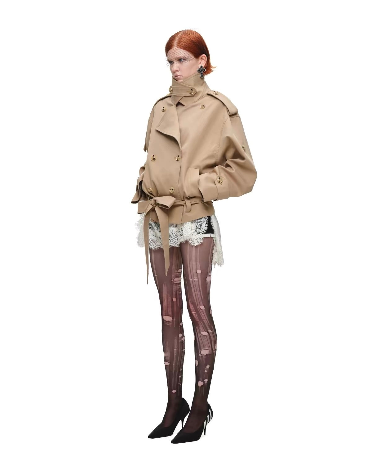 Crop Belted Trench Jacket