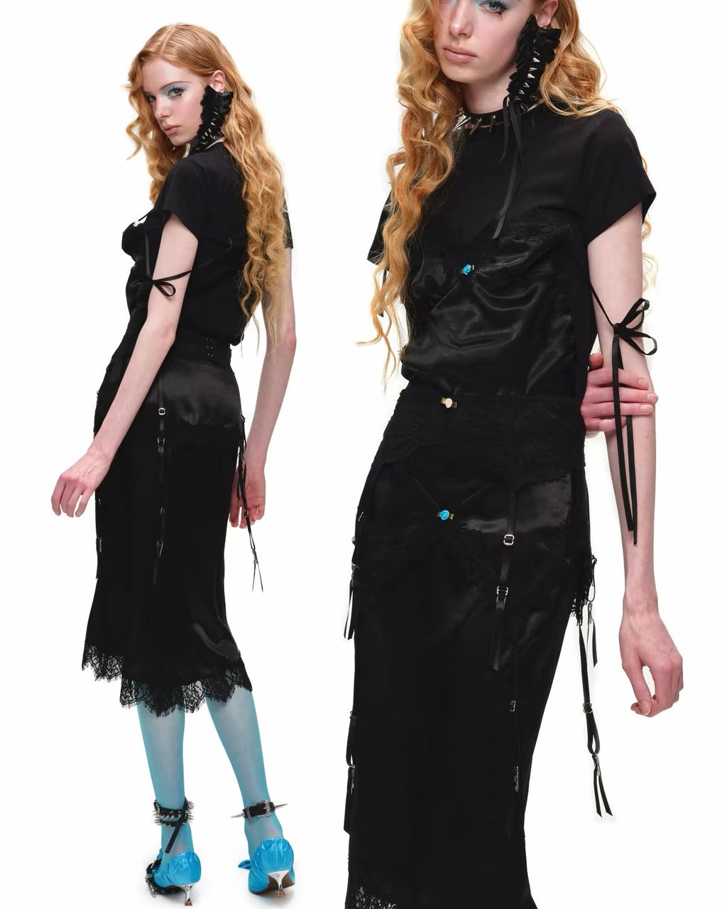 Garter Midi Silk Skirt