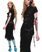 Garter Midi Silk Skirt