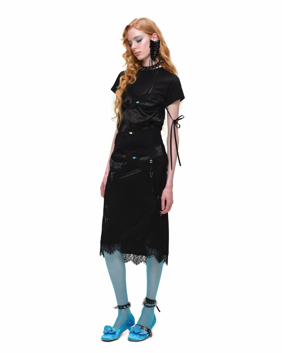 Garter Midi Silk Skirt