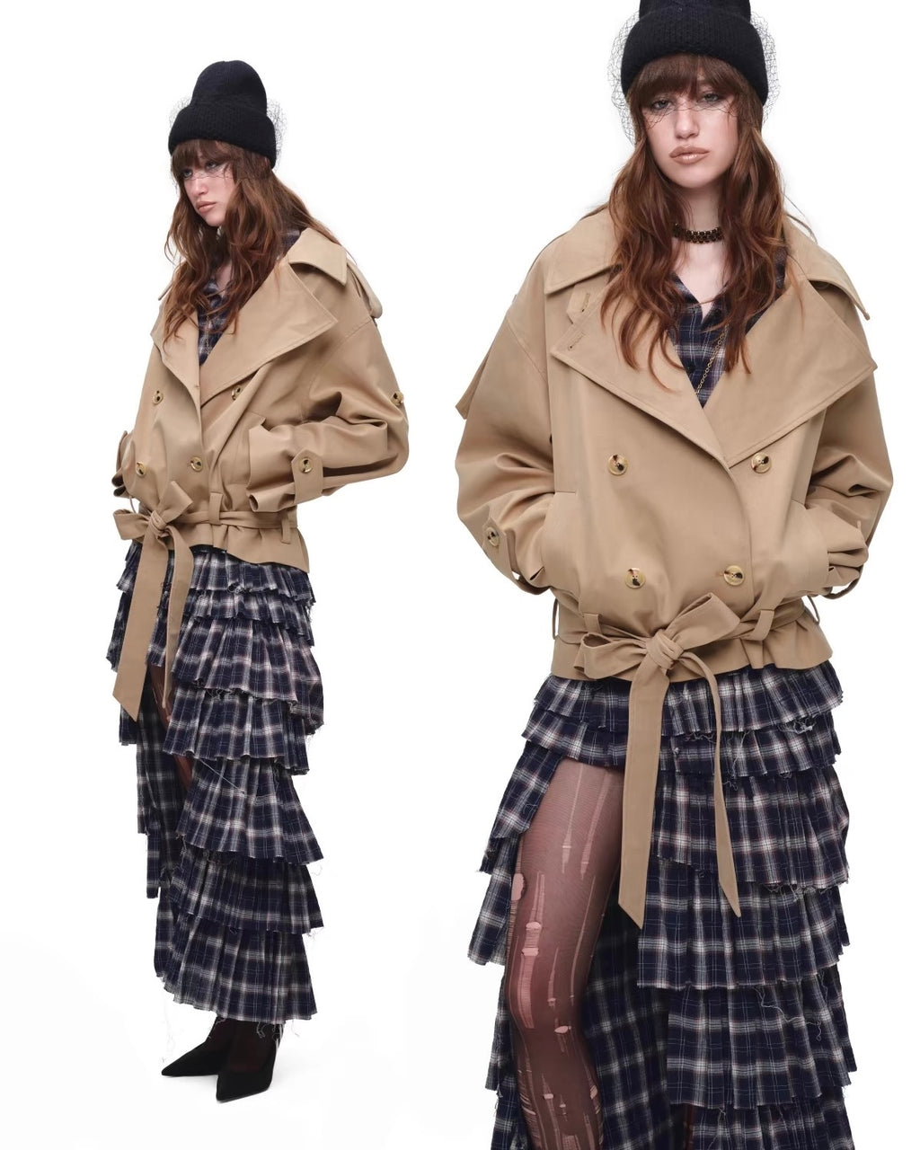 Crop Belted Trench Jacket