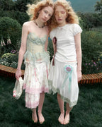 Porcelain Lace Pleated Midi Skirt
