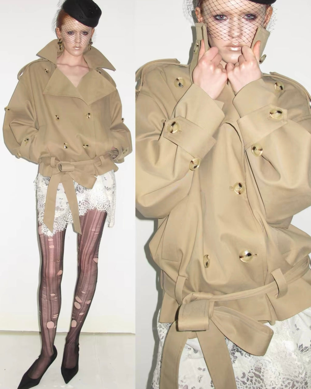 Crop Belted Trench Jacket