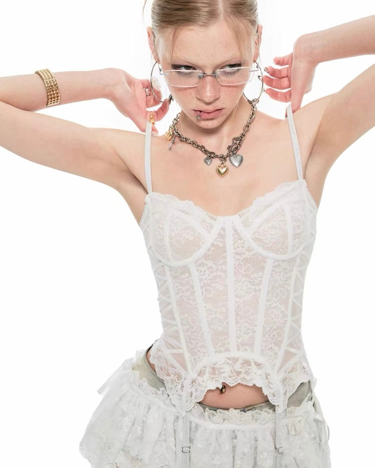 Lace Corset with Detachable Garters