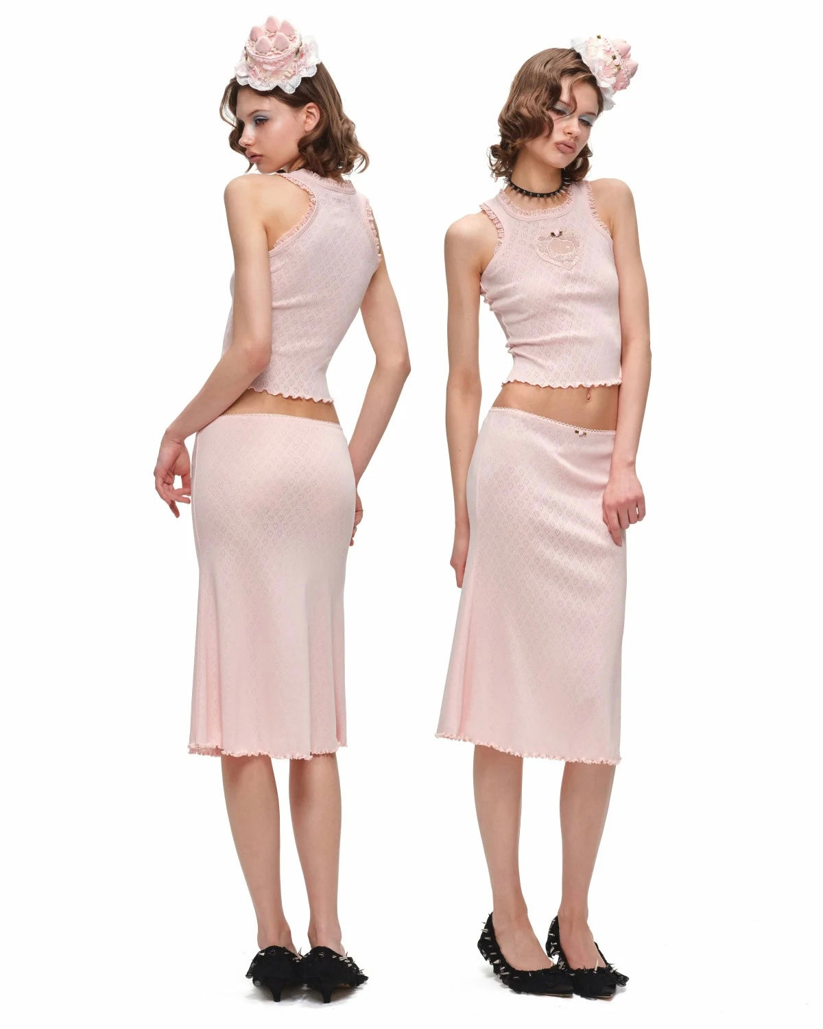 Romantic Cotton Lace Midi Skirt