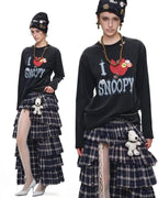Deconstructed Plaid Tiered Maxi Skirt