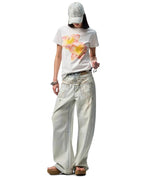1JINN Print Wide-Leg Jeans