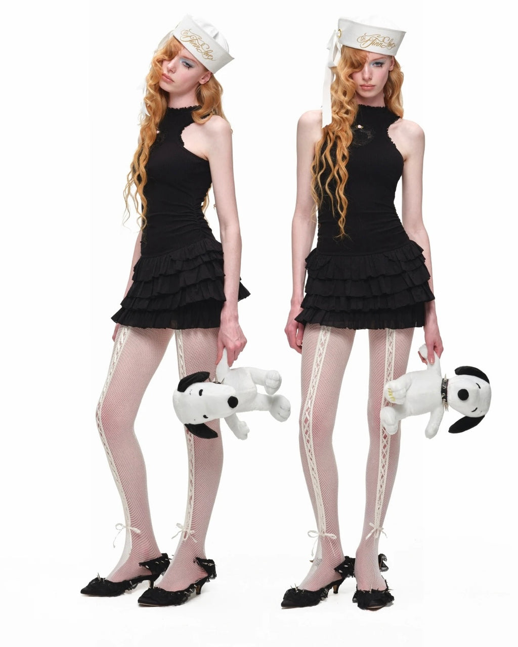 Rosette Cotton Heart Ruffle Mini Dress