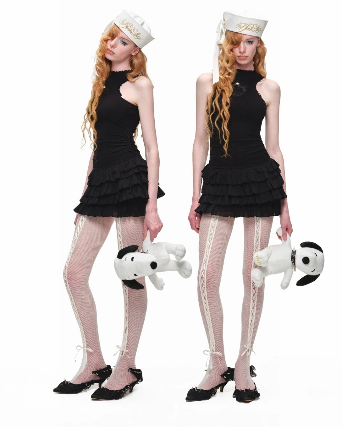 Rosette Cotton Heart Ruffle Mini Dress