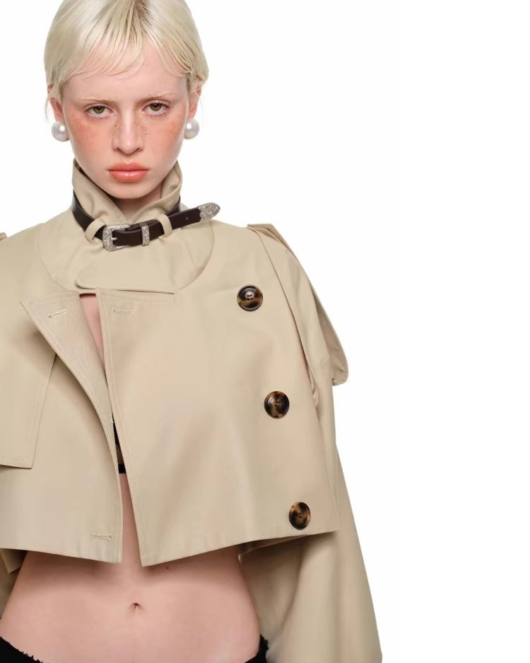Belted Ultra-Cropped Trench Jacket