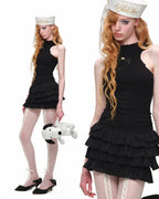 Rosette Cotton Heart Ruffle Mini Dress