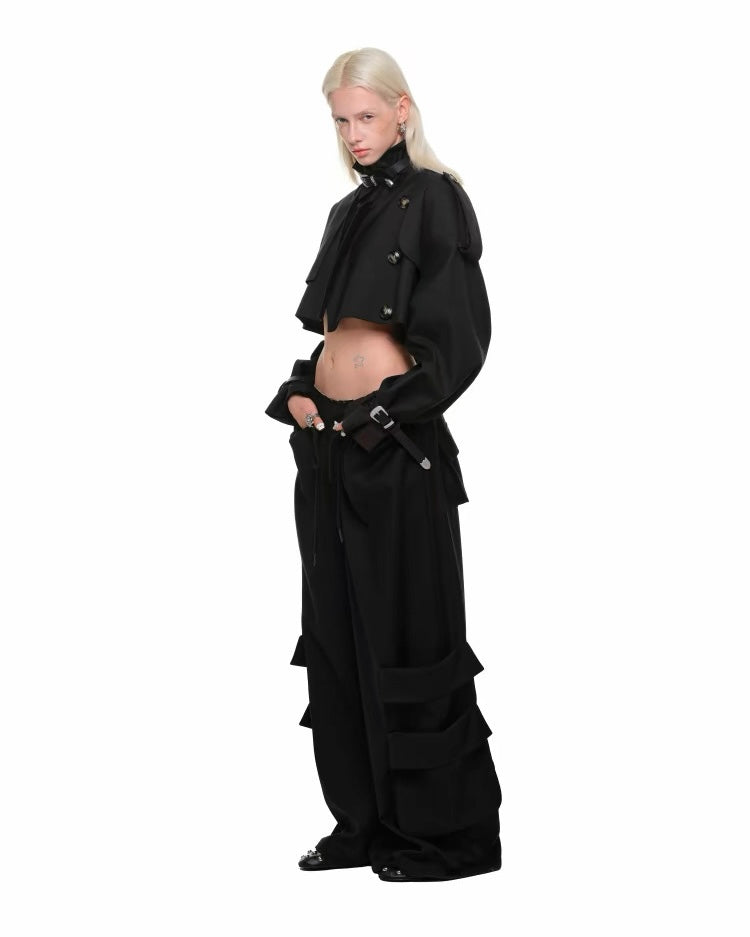 Belted Ultra-Cropped Trench Jacket