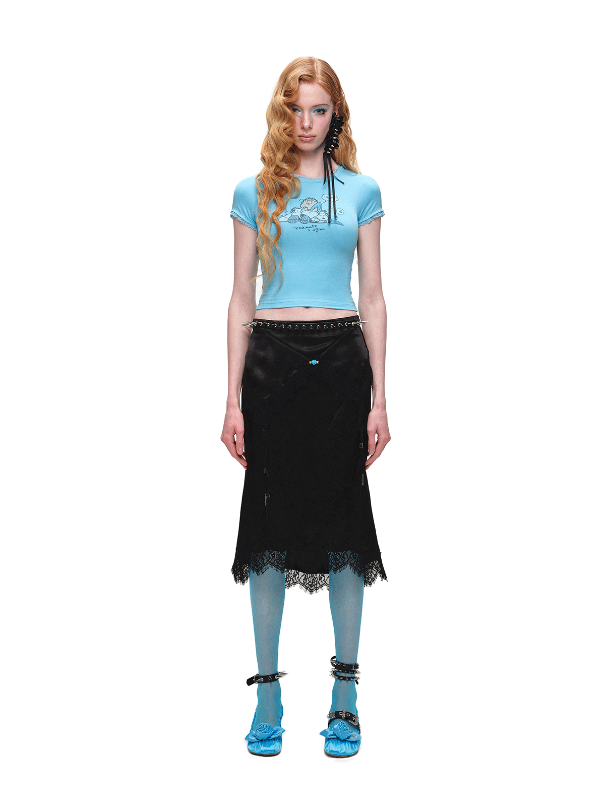 Garter Midi Silk Skirt