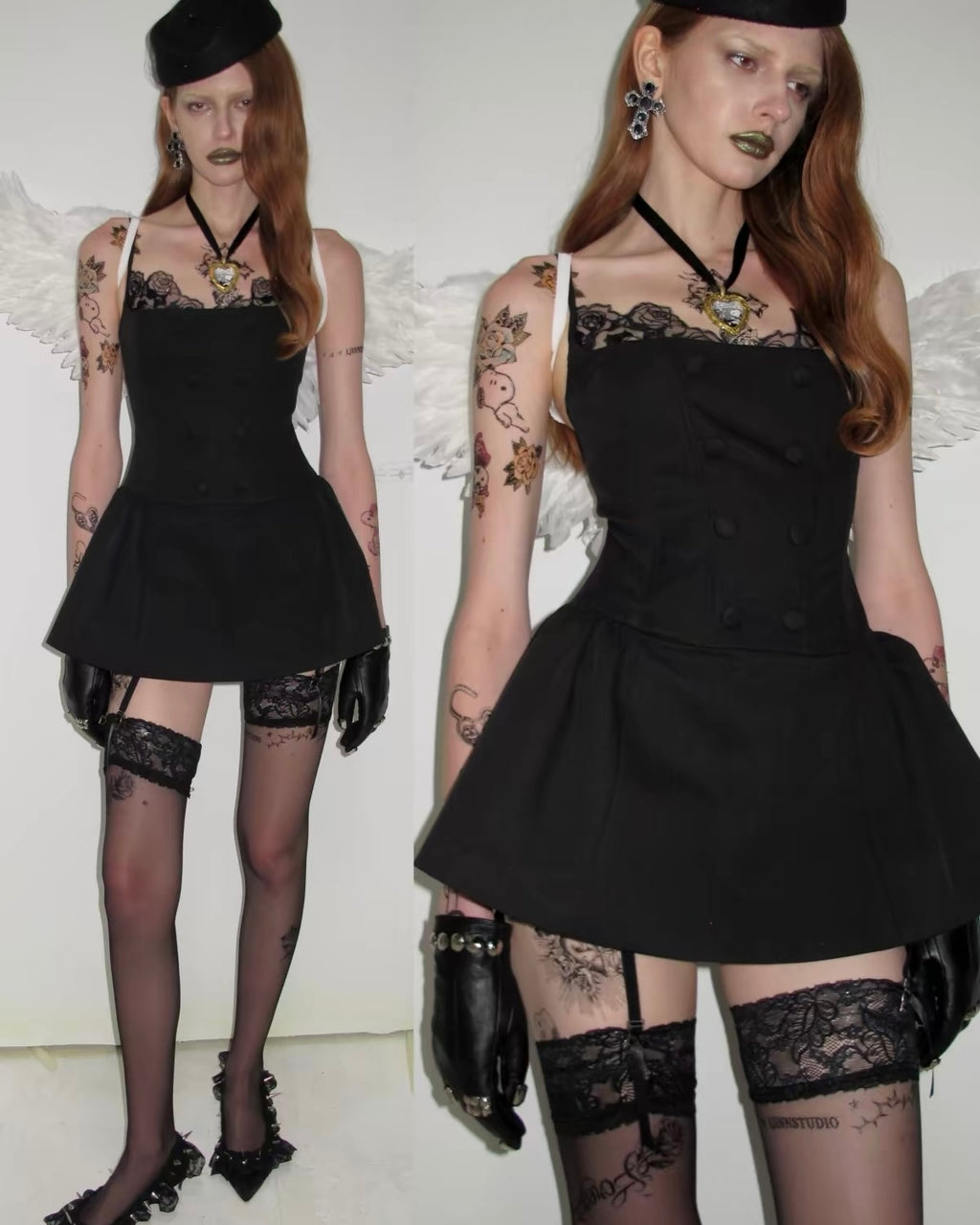 Corset Napoleon-Button Mini Dress