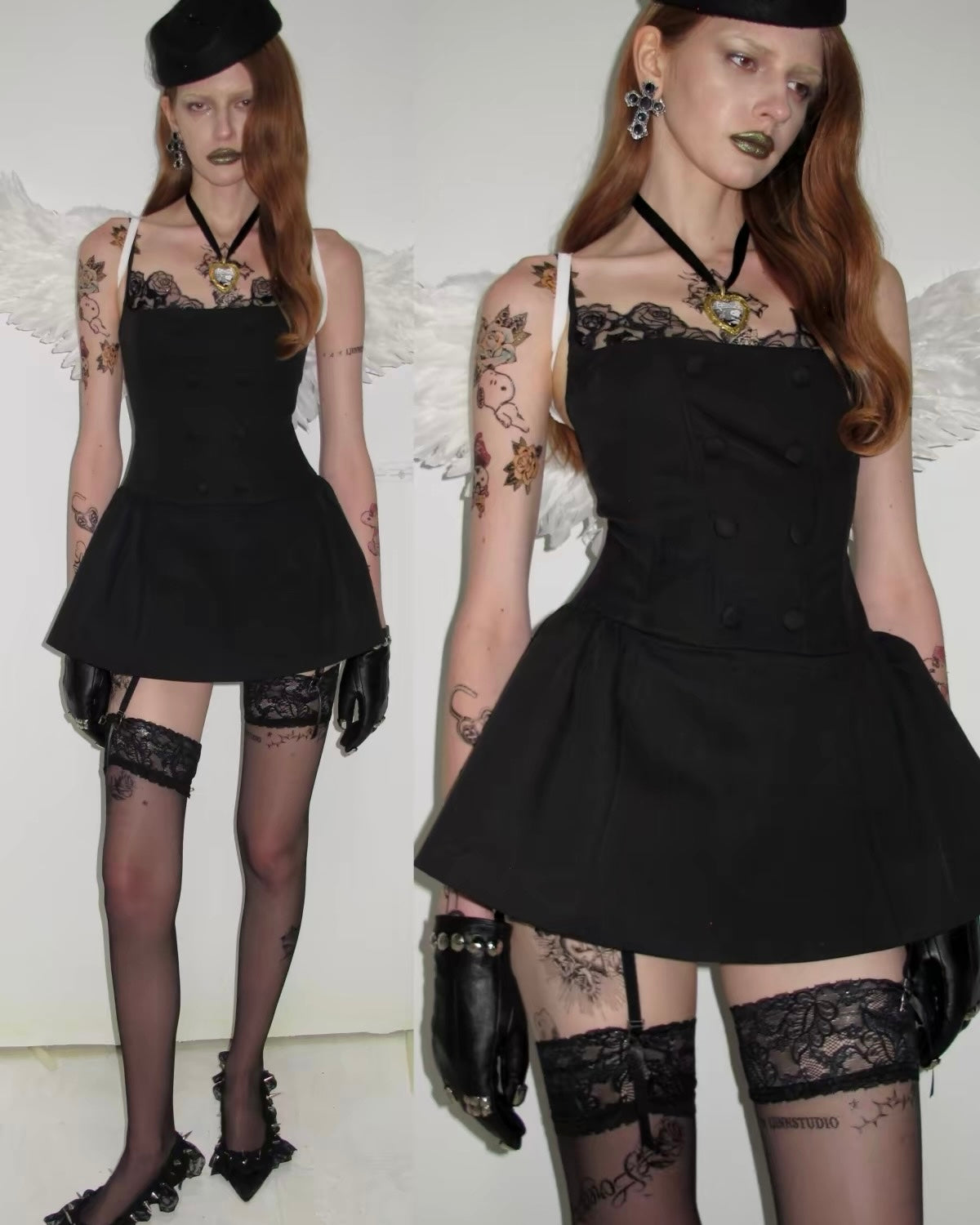 Corset Napoleon-Button Mini Dress