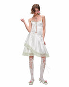 Porcelain Lace Pleated Midi Skirt