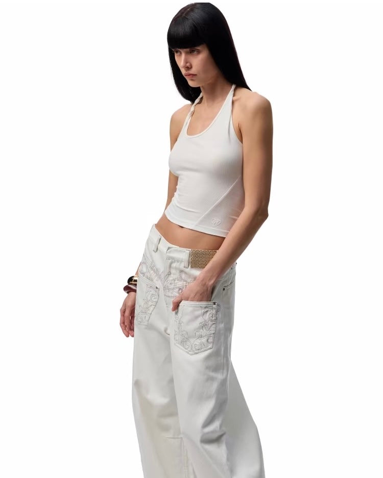 1JINN Print Wide-Leg Jeans