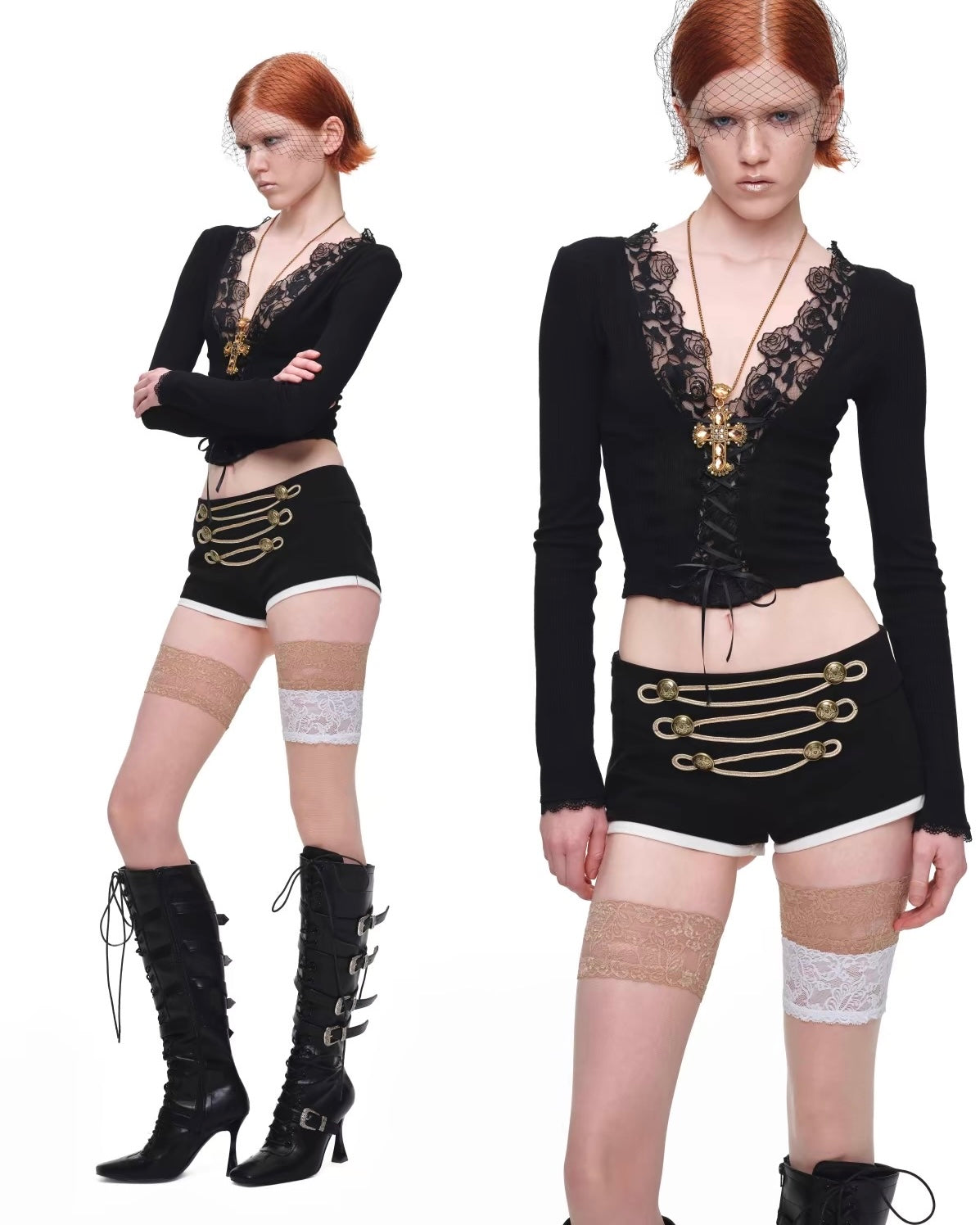 Napoleon Button Rope-Trim Shorts