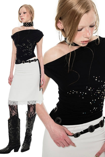 Off 1-Shoulder Star Top
