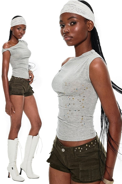 Off 1-Shoulder Star Top