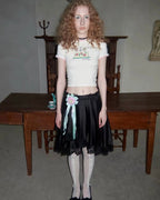 Porcelain Lace Pleated Midi Skirt